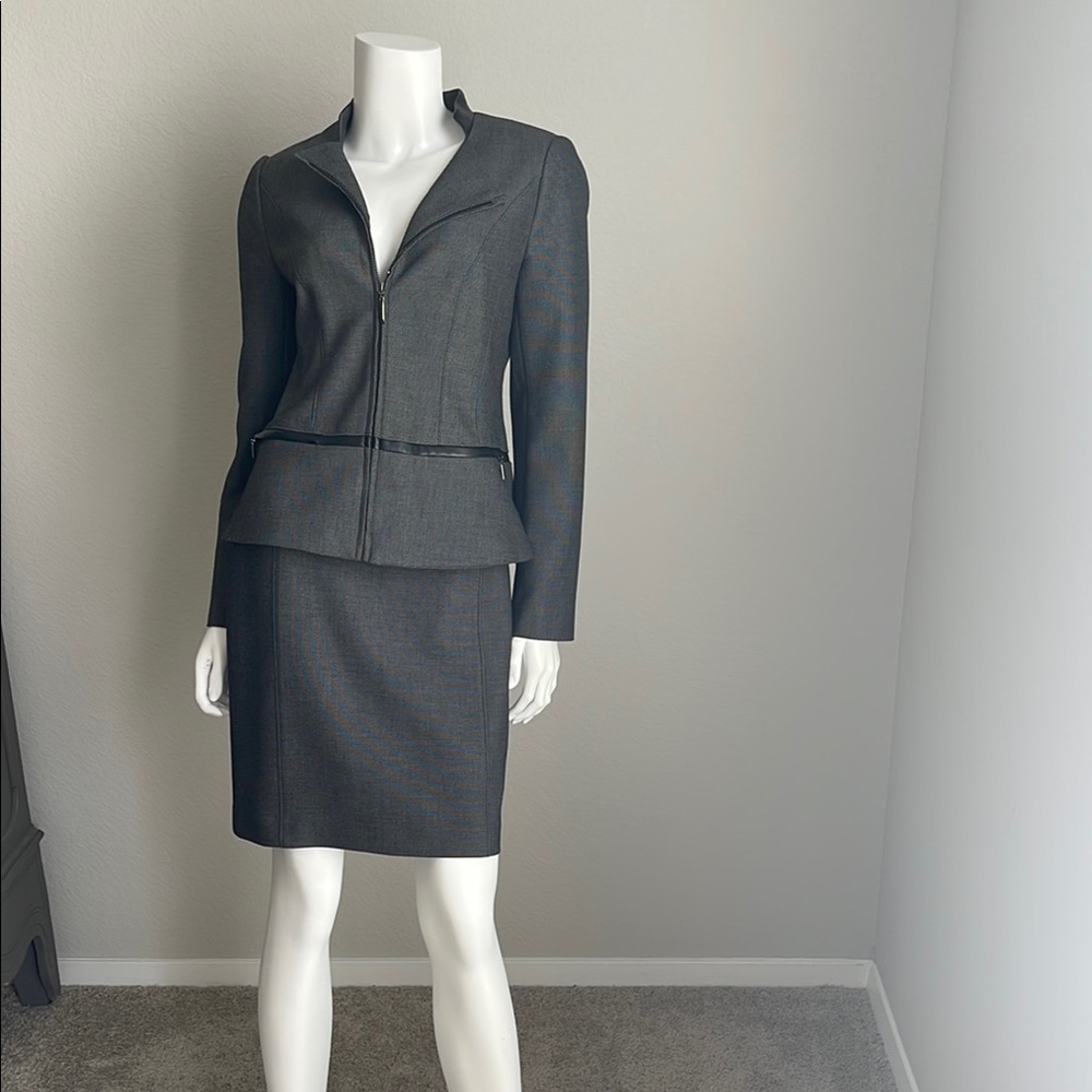 White House Black Market Gray Skirt Set